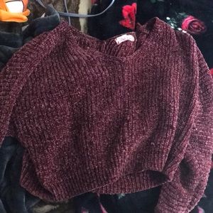 pink rose off the shoulder purple sweater soft